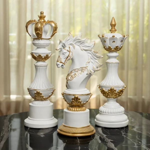 Royal Checkmate Charm Table Decorative Showpiece for Home - White